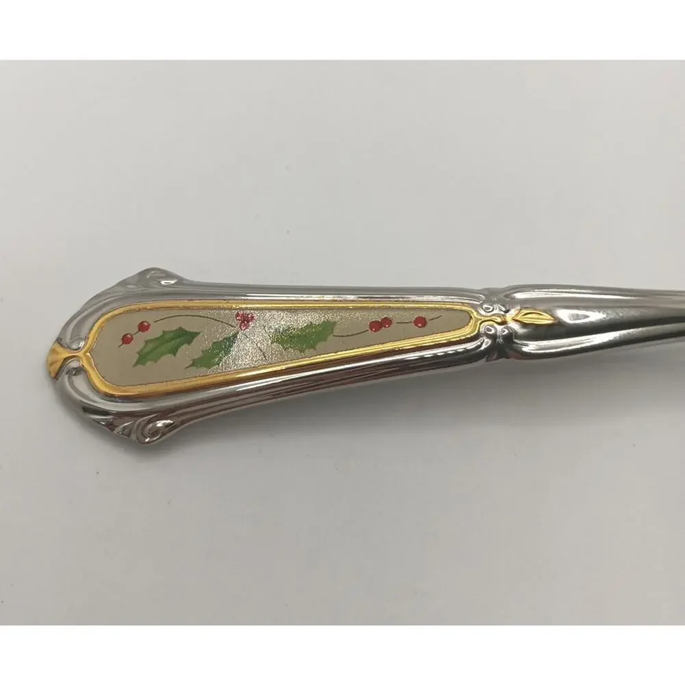 Lenox Holiday Holly & Berry Place Spoon Stainless 18/10 Flatware Vietnam NOS VTG